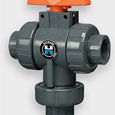 1/2" CPVC/EPDM Three-Way Ball Valves - Flanged